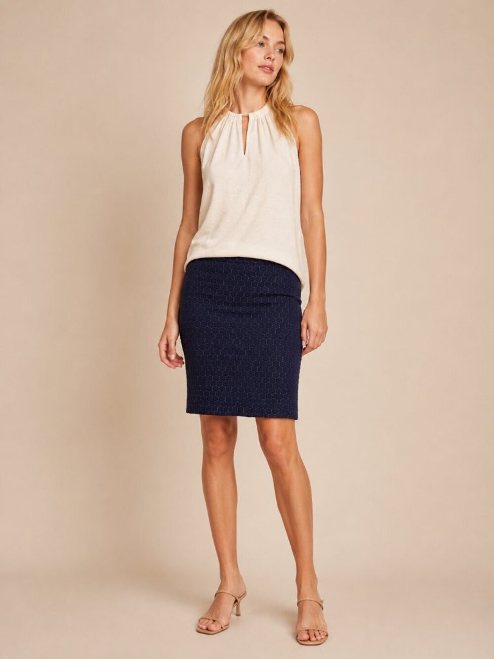 2/$30 Banana Republic Honeycomb Lattice Stitch Pencil Skirt Navy 14 #A2506